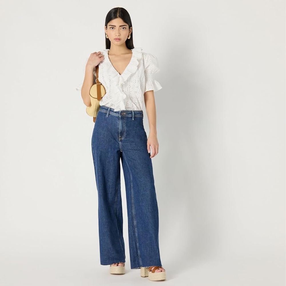 🆕 The Drop ‘Lenai’ 100% Cotton Pintuck Eyelet Blouse in Ivory XL - Picture 5 of 9